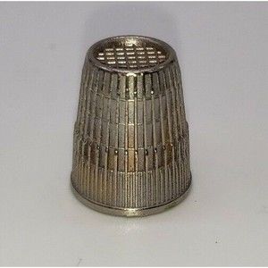 Vintage West Germany Silver Tone Metal Thimble Size 8, 16 mm Sewing Ribbed